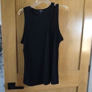 Torrid 1X Black Tank Top Rib Knit One Shoulder Cut Out Design